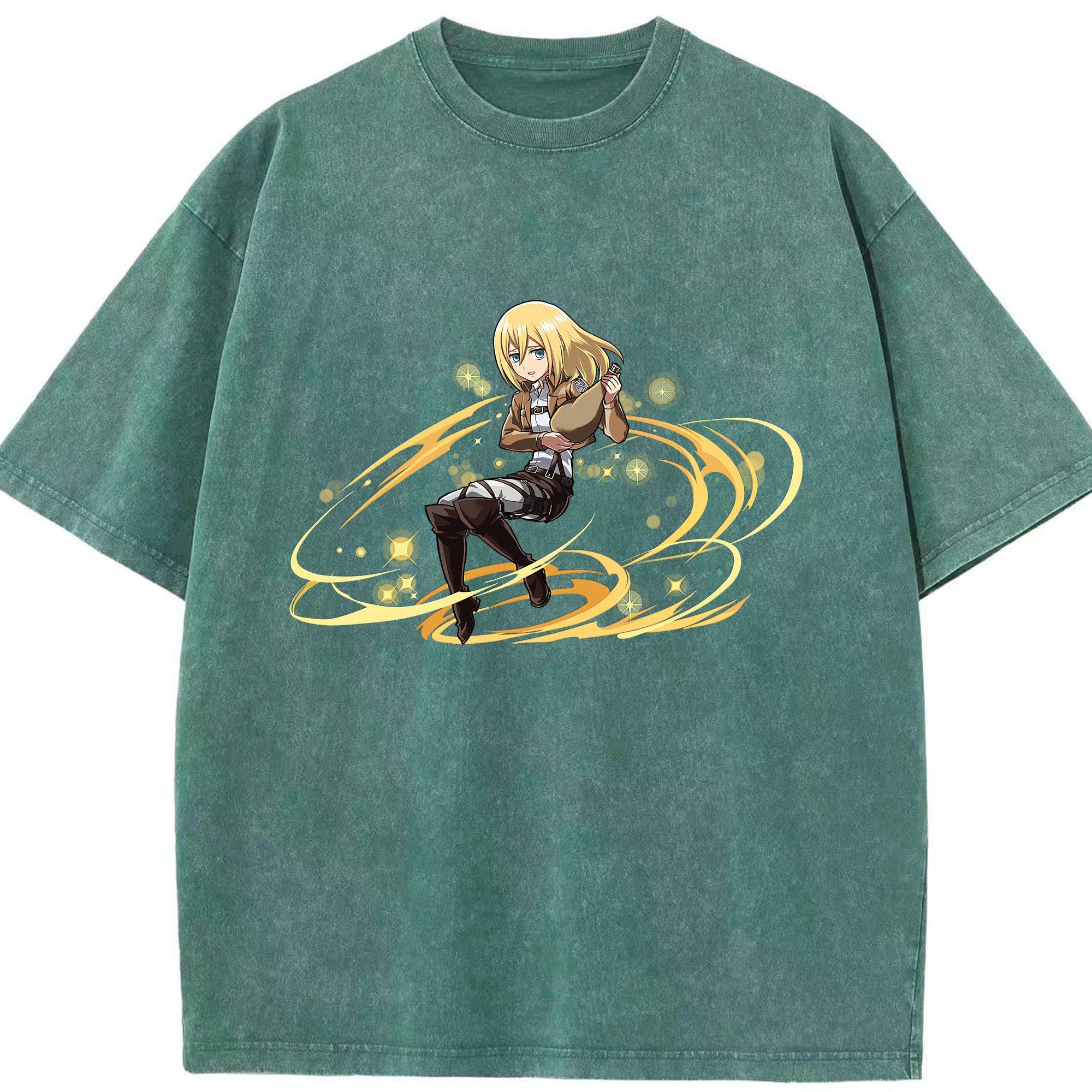 （画像用） 進撃の巨人 クリスタ·レンズ Attack on Titan Christa Lenz 綿100% ヴィンテージ風 半袖Tシャツ（フロントプリント）